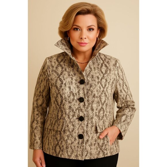 Chico's Linen Jacket Coat Blazer Snakeskin WOMAN'S Women's Size 3 Extra LARGE 16 - Picture 8 of 8